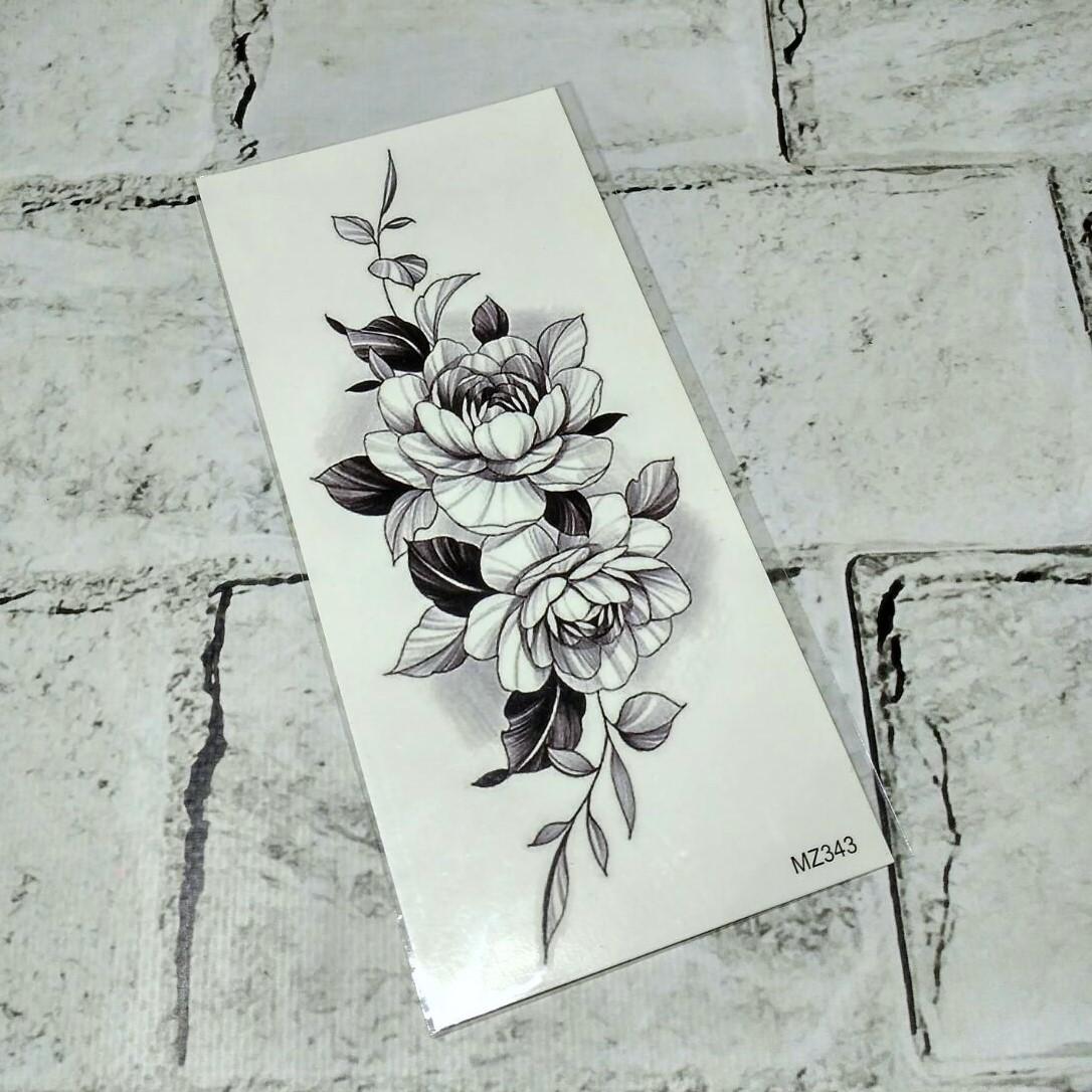 Тату временное Цветы лист 9,5x18 см (MZ-343)