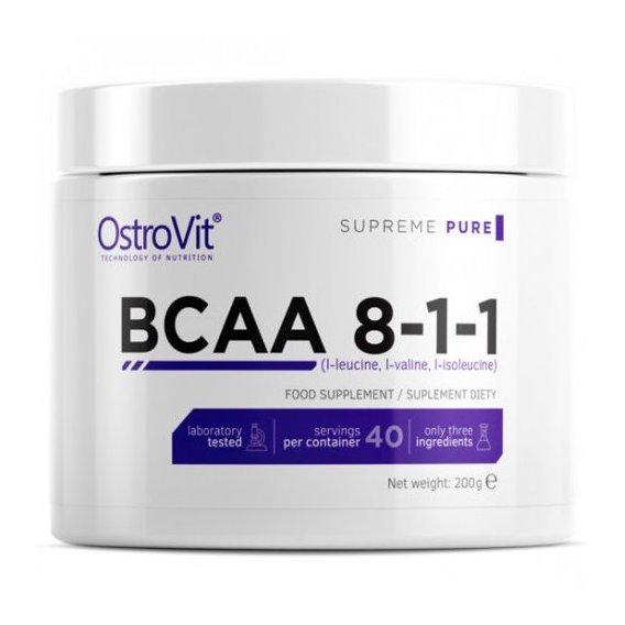 Аминокислота BCAA для спорта OstroVit Extra Pure BCAA 8:1:1 200 г 20 порций Pure - фото 1