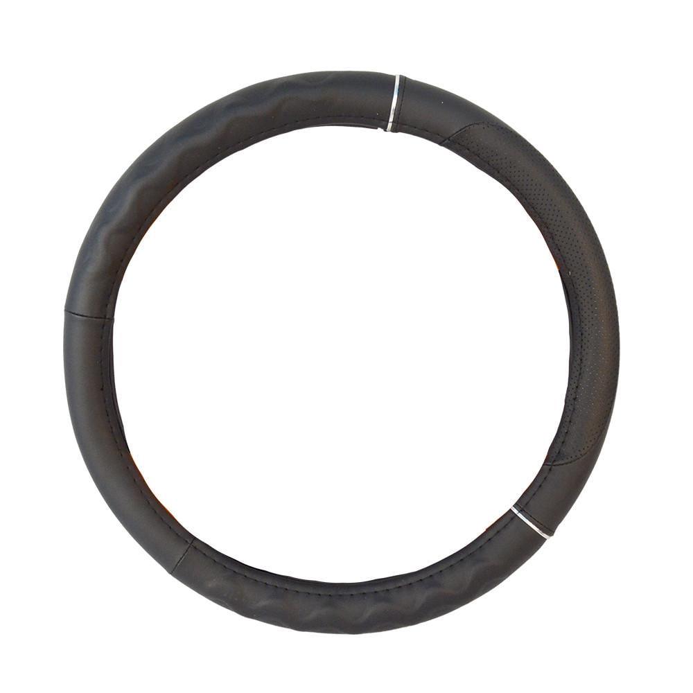 Чохол на кермо Elegant Plus з білим обідком М Чорний (EL 105450) Чохол на кермо Elegant Plus з білим обідком М Чорний (EL 105450)