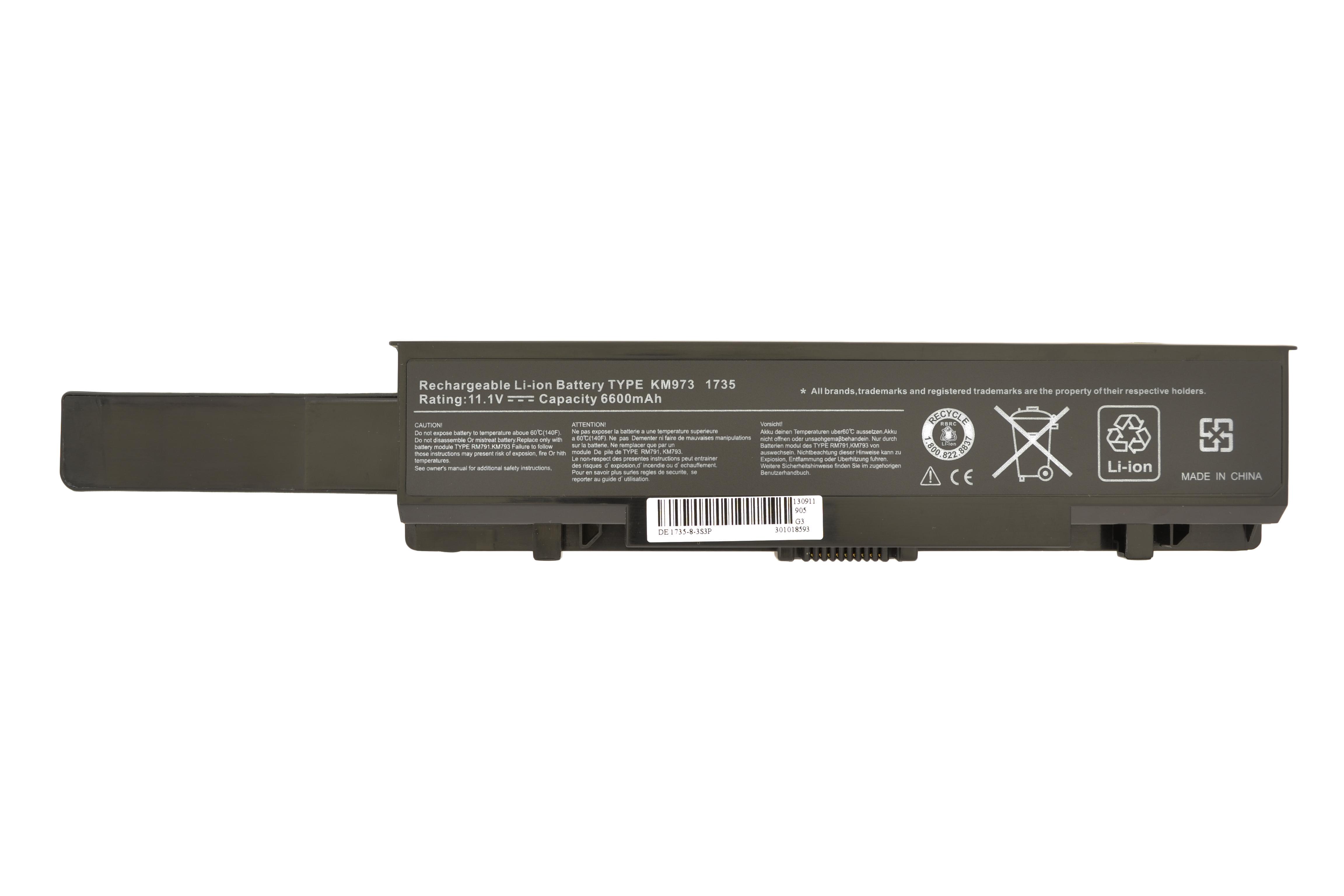 Аккумулятор для ноутбука Dell KM973 Studio 1737 11,1 V 6600 mAh (006764)
