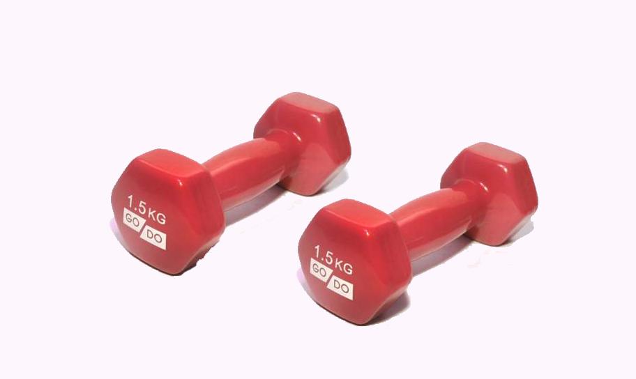 Гантели с виниловым покрытием Go Do для фитнеса йоги тренировок 1,5 кг 2 шт. Красный - фото 1 Гантели с виниловым покрытием Go Do для фитнеса йоги тренировок 1,5 кг 2 шт. Красный - фото 1
