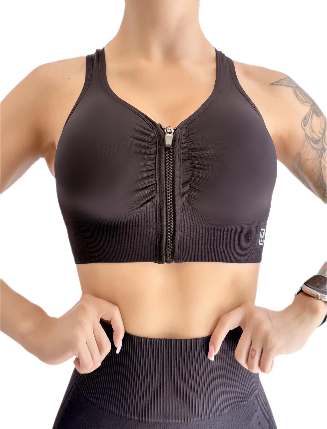 Топ спортивный для фитнеса LILAFIT на молнии пуш ап L Черный (LFB000029)