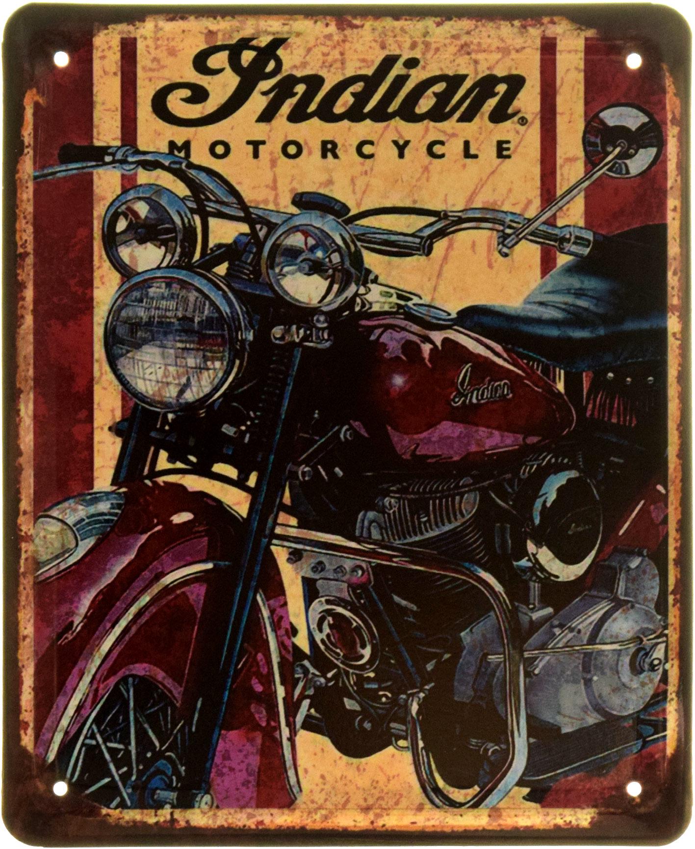 Табличка металлическая "Indian Motorcycle America's First Motorcycle Company" 18x22 см (ms-103870)