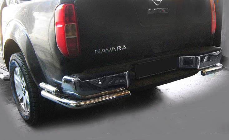 Задняя защита AK003-Double CAN для Nissan Navara 2006-2015 гг. нержавеющая сталь Хром