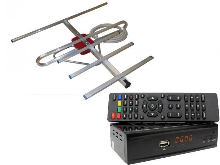 Комплект DVB-S2/T2 тюнер комбінований Combo DVB-S2/T2/антена кімнатна з підсилювачем A-sus 0,3