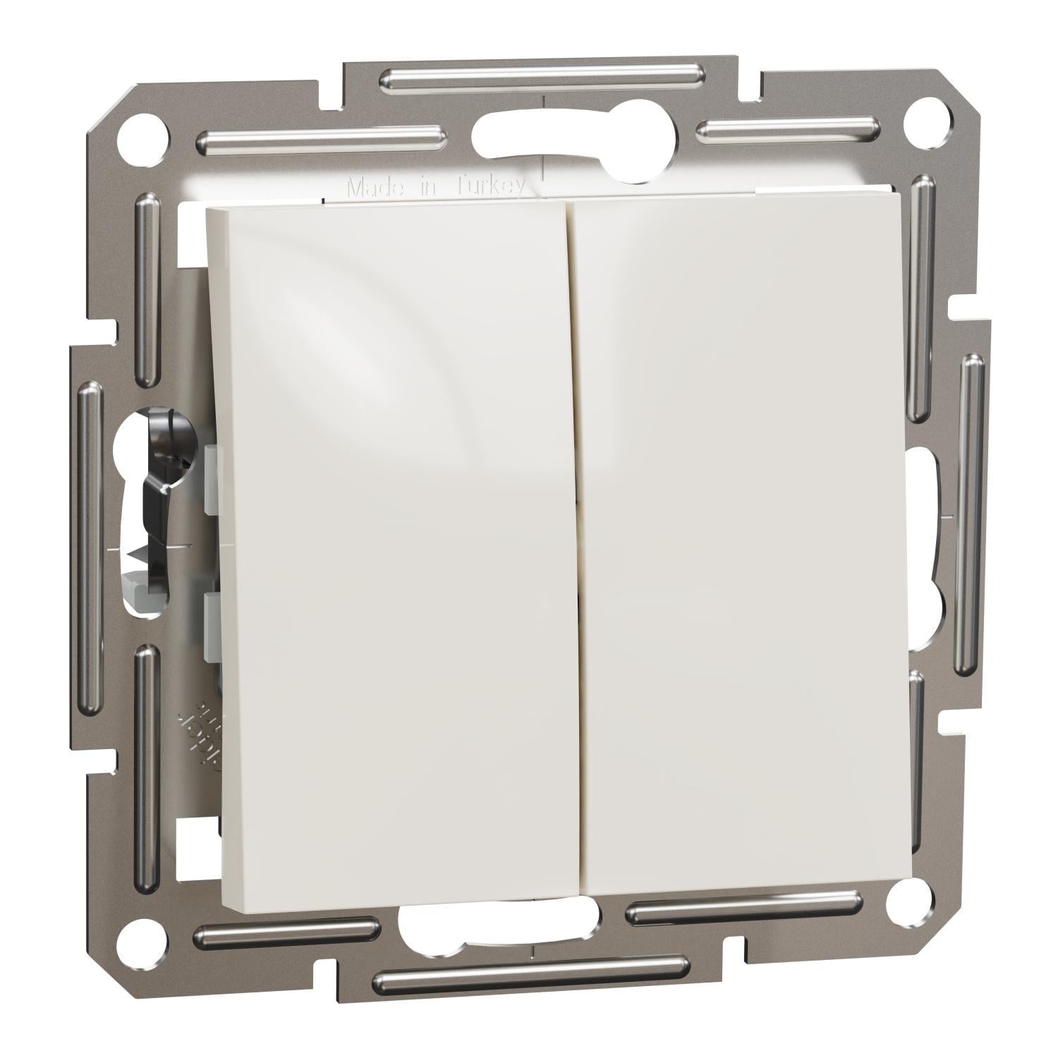Переключатель двухклавишный Schneider Electric Asfora без рамки Кремовой (EPH0670123) Переключатель двухклавишный Schneider Electric Asfora без рамки Кремовой (EPH0670123)