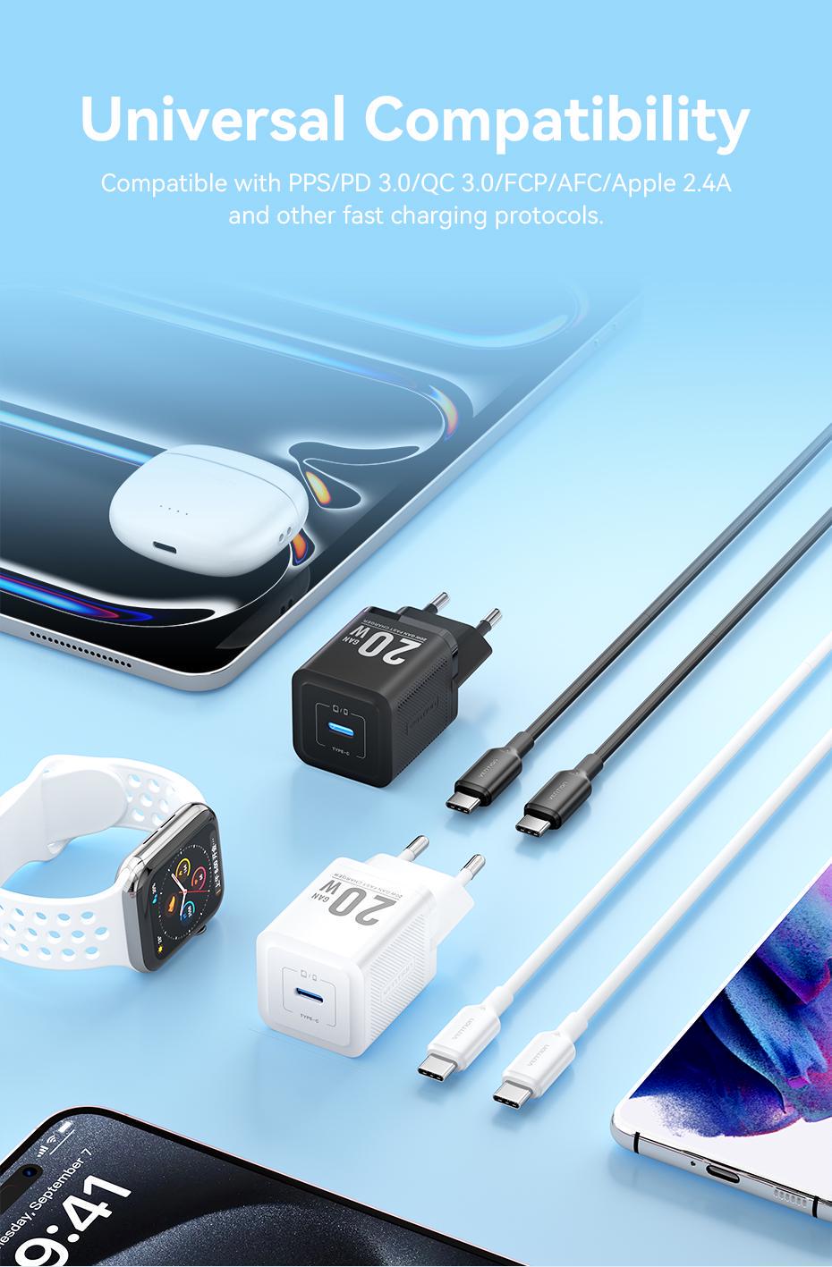 Зарядное устройство для Vention 20W GaN III Type-C 1C EU быстрая зарядка 20Вт Type-C 60Вт 1 м Белый (TZ-FEPW0-EU-01) - фото 15 Зарядное устройство для Vention 20W GaN III Type-C 1C EU быстрая зарядка 20Вт Type-C 60Вт 1 м Белый (TZ-FEPW0-EU-01) - фото 15