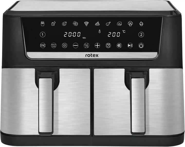 Мультипечь-аэрофритюрница сенсорная Rotex ROM1210-2XL MultiFry DUO двойная Серый (GR-05390)