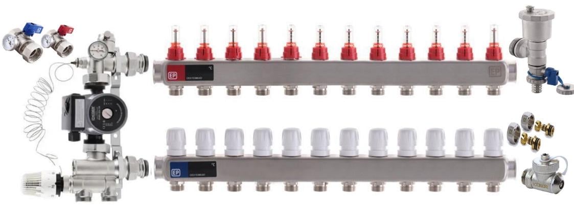 Коллектор энергосберегающий Europroduct 12 контуров для теплого пола (EP4988E) Коллектор энергосберегающий Europroduct 12 контуров для теплого пола (EP4988E)