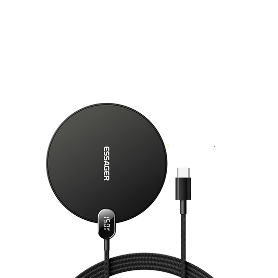Беспроводное зарядное устройство ESSAGER с LED дисплеем/15 Вт и поддержкой быстрой зарядки