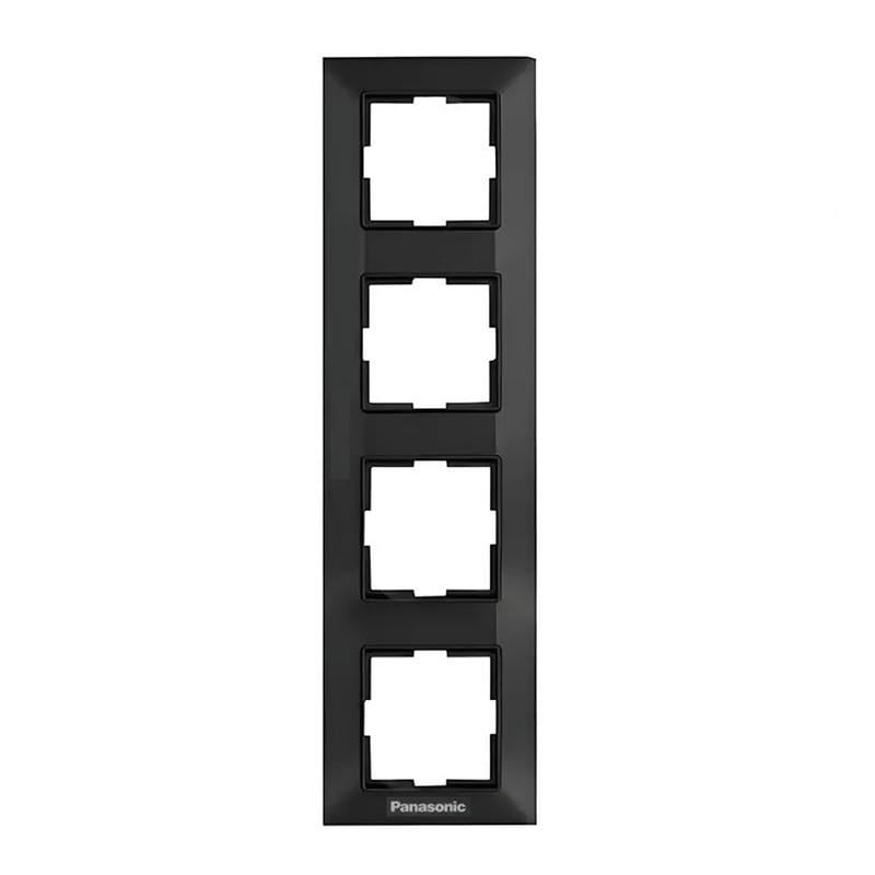Рамка для розеток четырехместная Panasonic Arkedia Slim ABS вертикальная Черный (WNTF08142B UA1)