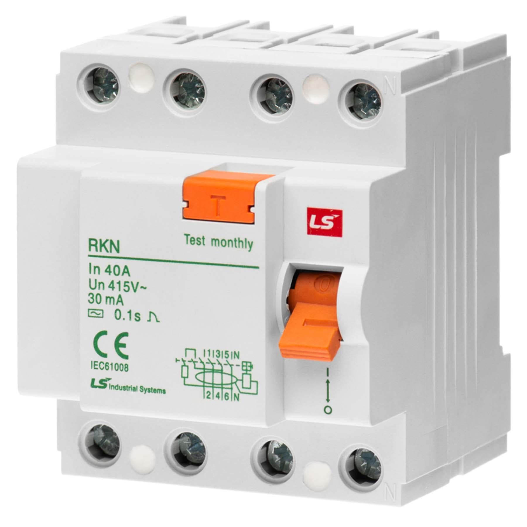Устройство защитного отключения LS Electric RKN 4P 40 А 6 кА 30 мА АС (062400438B)