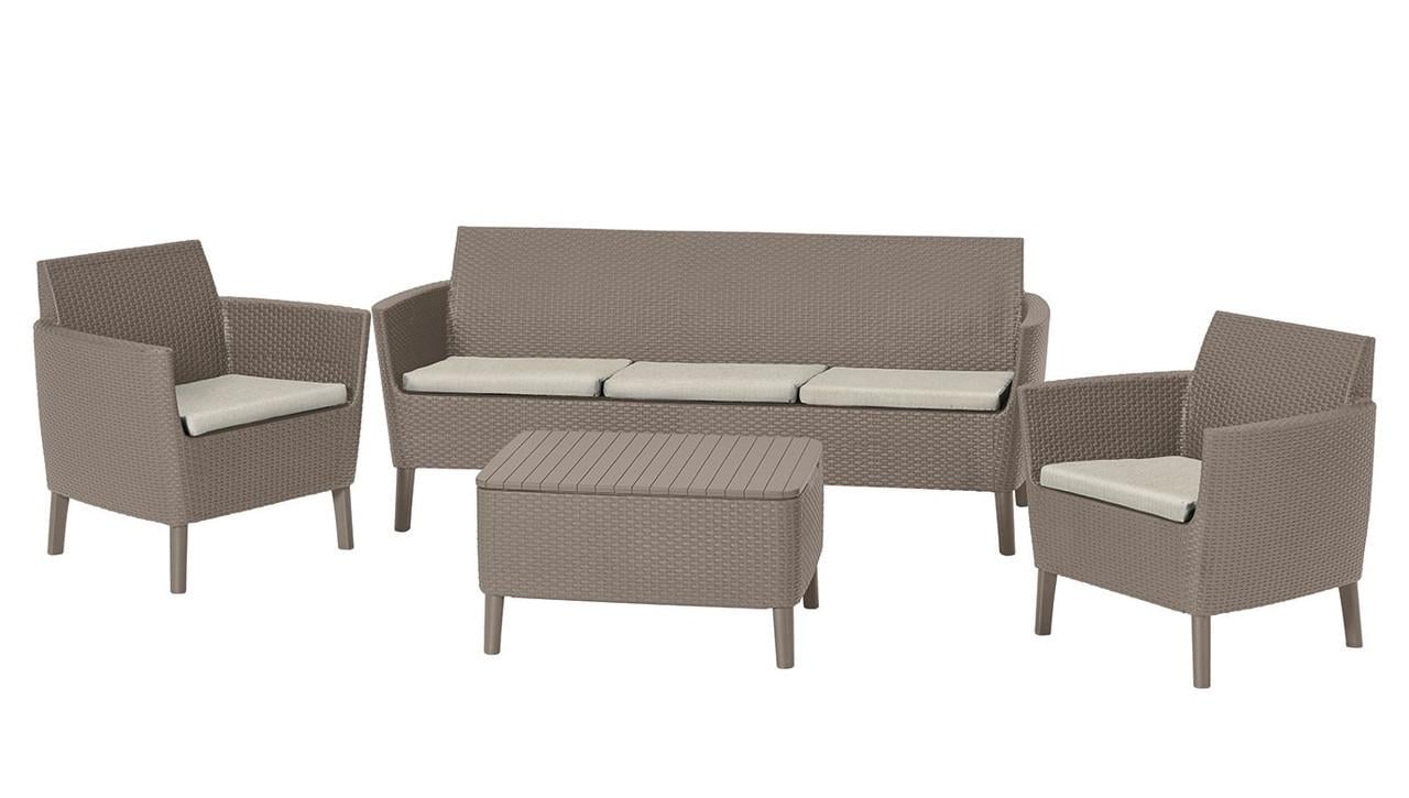 Комплект садовой мебели Keter Salemo 3 seater set из пластика под ротанг Бежевый (CNT00012613)
