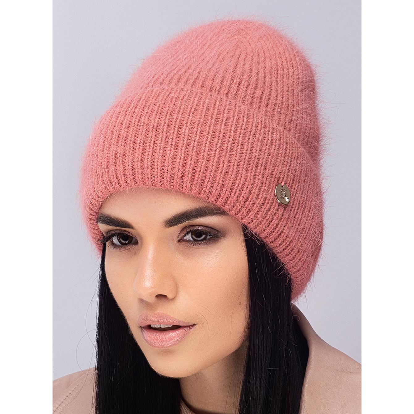 Шапка ангоровая женская Leks Коктейль one size Розовый рассвет