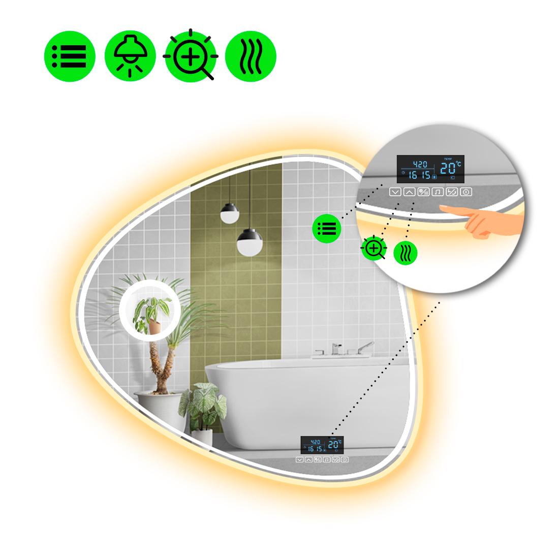 Зеркало с LED подсветкой Nuvola 4 с Smart-блоком/линзой с подсветкой и подогревом 60x60 см (Nuvola4-15)