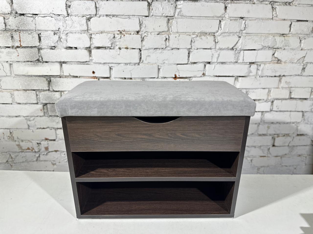 Тумба для обуви ДСП/ткань 30х70х45 см Венге темный/Светло-серый - фото 2 Тумба для обуви ДСП/ткань 30х70х45 см Венге темный/Светло-серый - фото 2