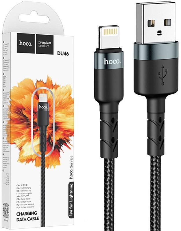 Кабель Hoco DU46 iPhone 5 6 7 iPad Lightning 1 м Black (23589) Кабель Hoco DU46 iPhone 5 6 7 iPad Lightning 1 м Black (23589)