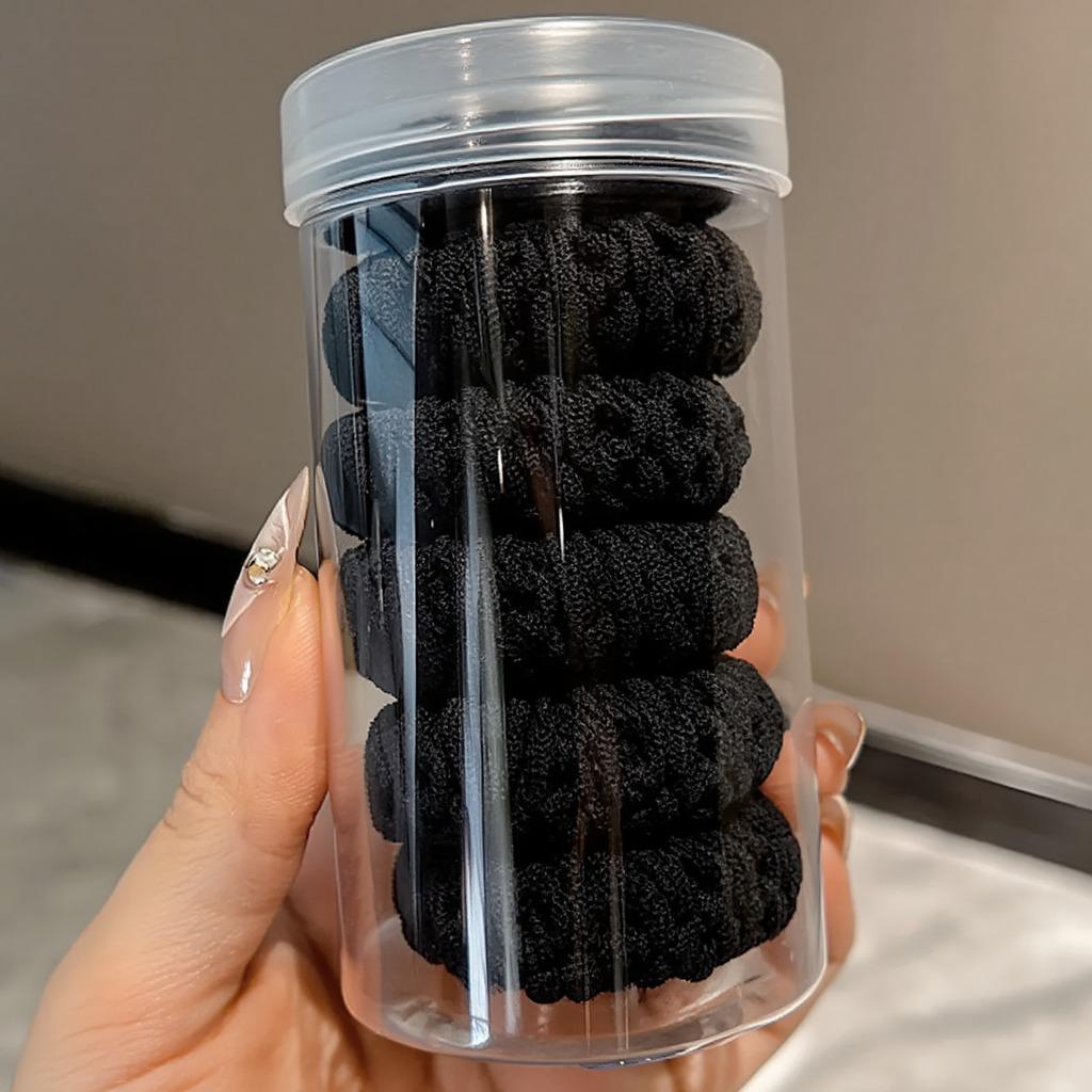 Набір жіночих гумок для волосся хвостів пучків м'які еластичні спандекс товсті однотонні 6 шт. Чорний - фото 2