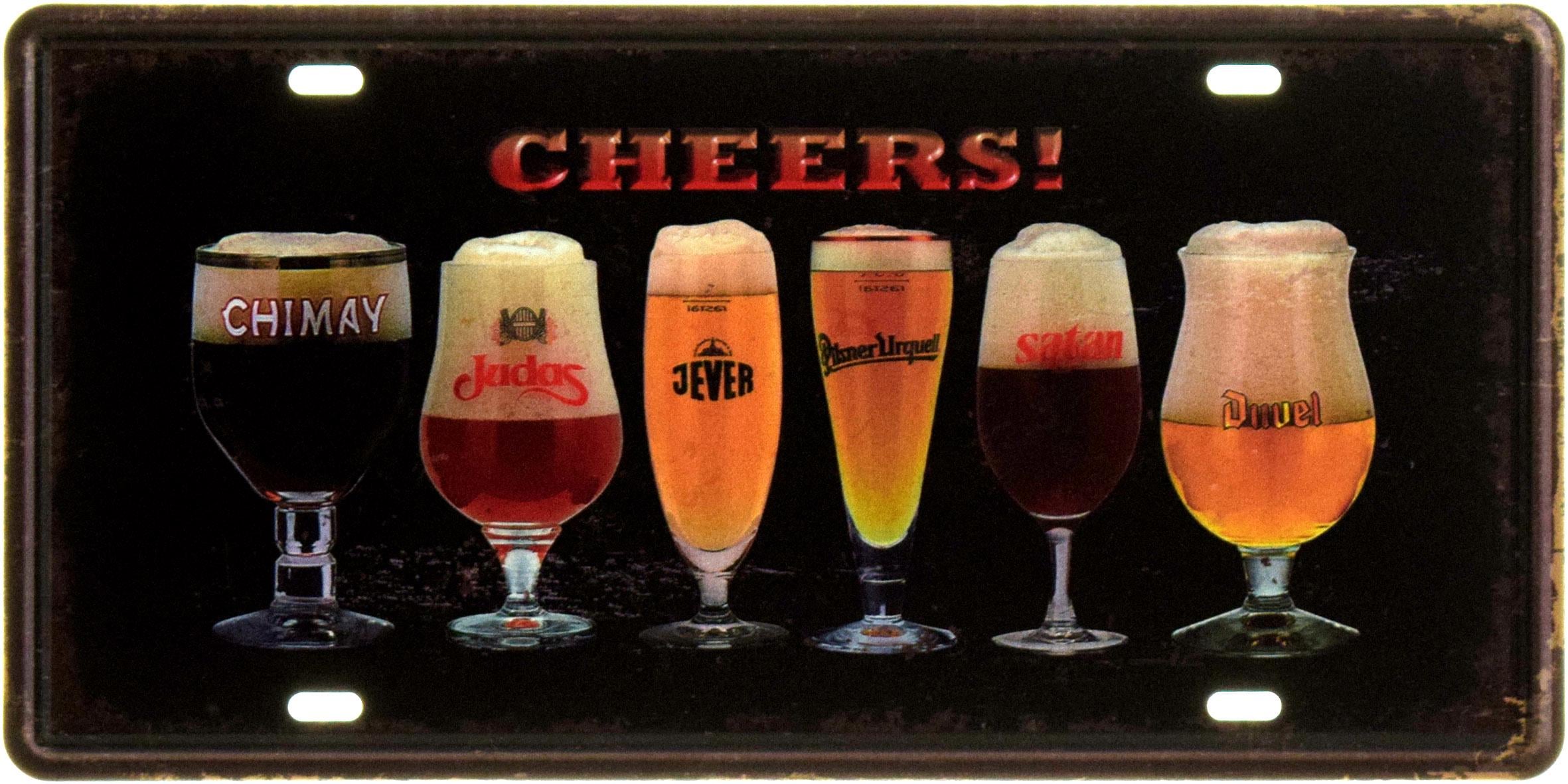 Табличка металлическая "Cheers" 15x30 см (ms-104620)