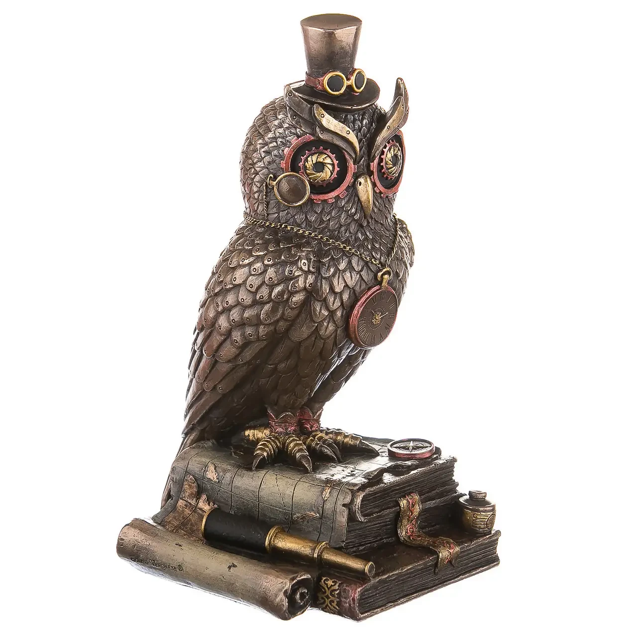 Статуетка Veronese Сова на книгах 21х13 см з бронзовим покриттям (76996)