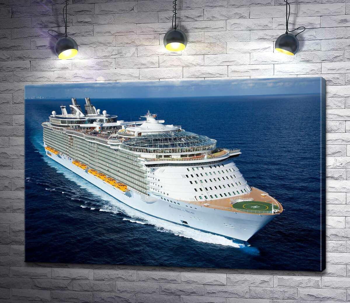 Картина ArtPoster Allure of Seas - круизное судно на полной скорости разрезает синюю водную гладь 130x87 см Модуль №1 (001055)
