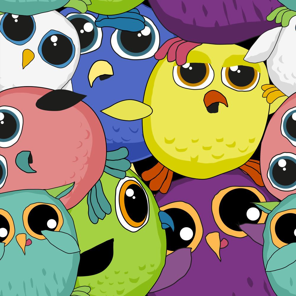 Картина по номерам Strateg Премиум Разноцветные совы с лаком и уровнем 30х30 см (ES185)