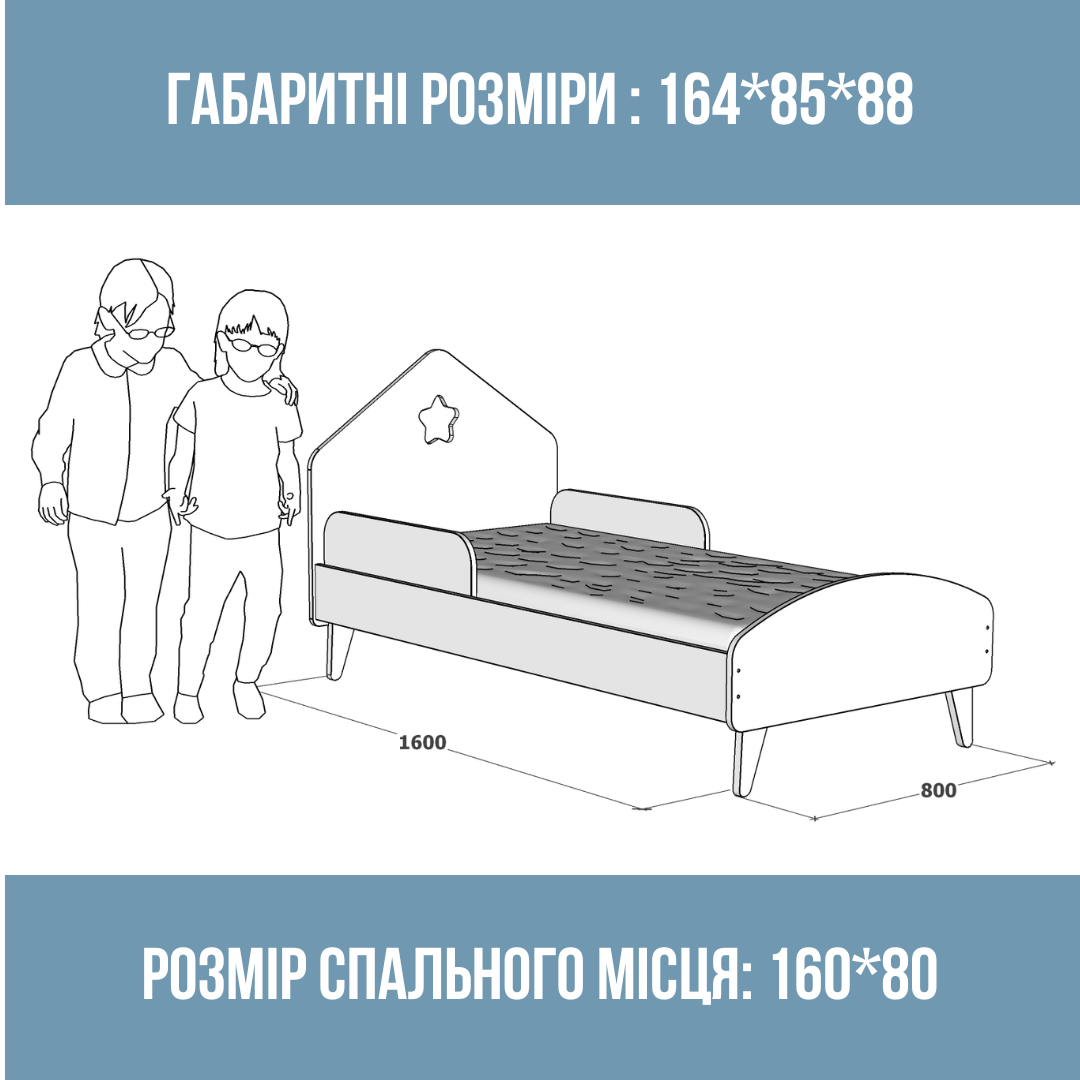 Кровать детская Домик с бортиками для детей 3-10 лет для мальчиков 160х80 см Голубой - фото 2 Кровать детская Домик с бортиками для детей 3-10 лет для мальчиков 160х80 см Голубой - фото 2