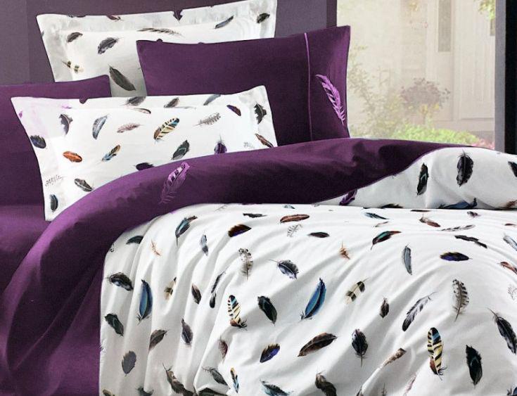 Постельное белье Maison D'or Plum Volante Делюкс сатин евро 200x220 см Dark/Lilac (2000022265053)