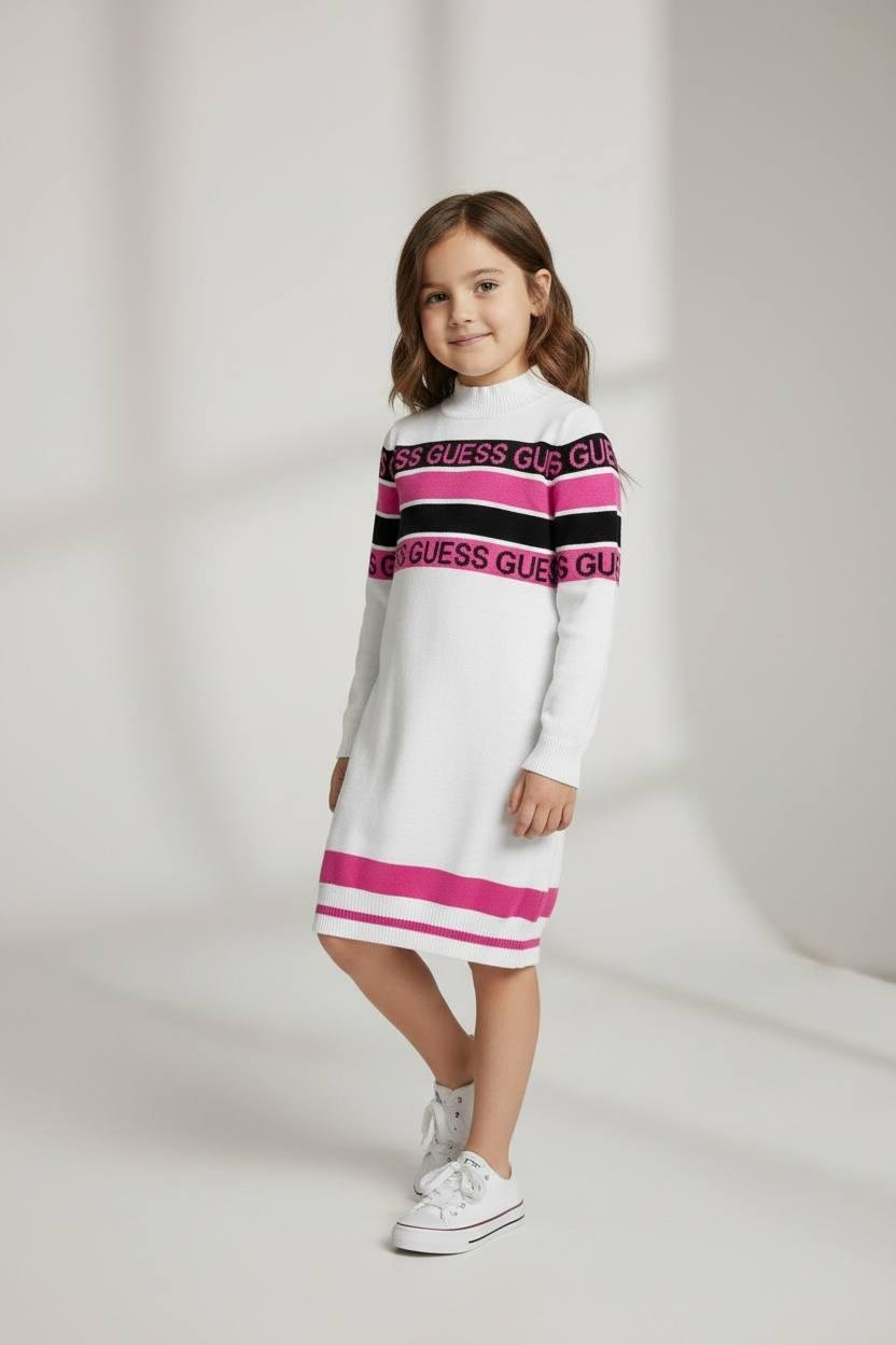 Платье Guess 7 лет 122 см Бело-розовый (21594002)