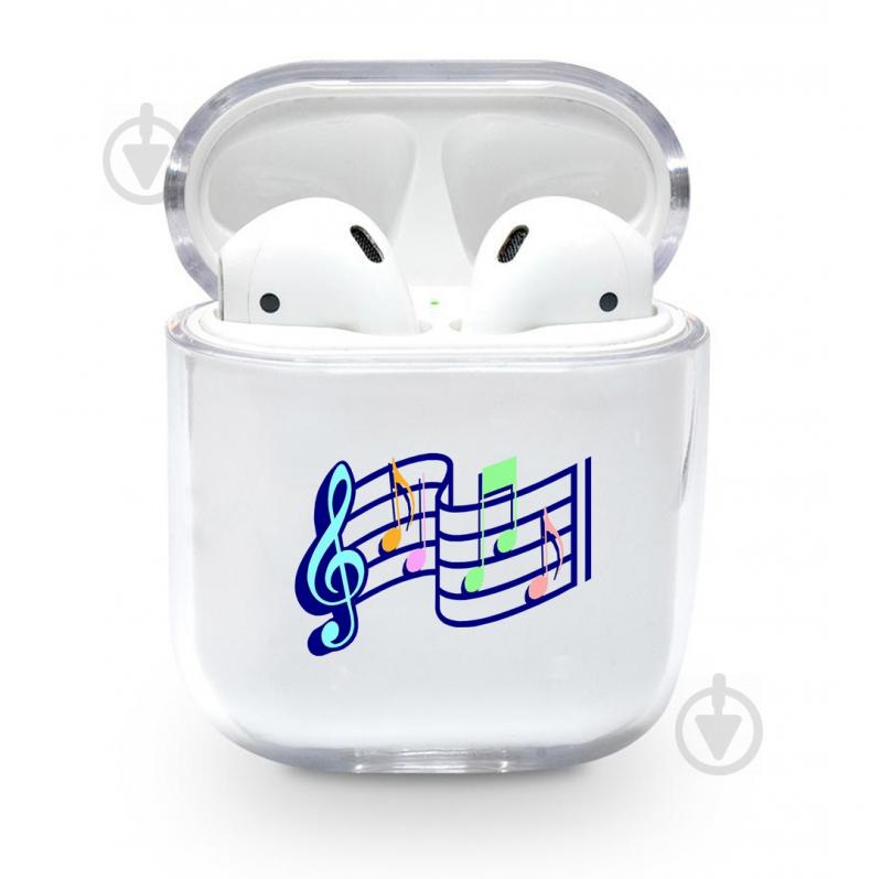 Прозрачный силиконовый чехол Apple AirPods с рисунком - Ноты (KAP1151)