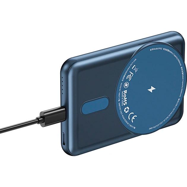 Внешний аккумулятор WiWU Trunk Series Magnetic PP02 Wireless Charger 5000 mAh 20W Blue - фото 3 Внешний аккумулятор WiWU Trunk Series Magnetic PP02 Wireless Charger 5000 mAh 20W Blue - фото 3