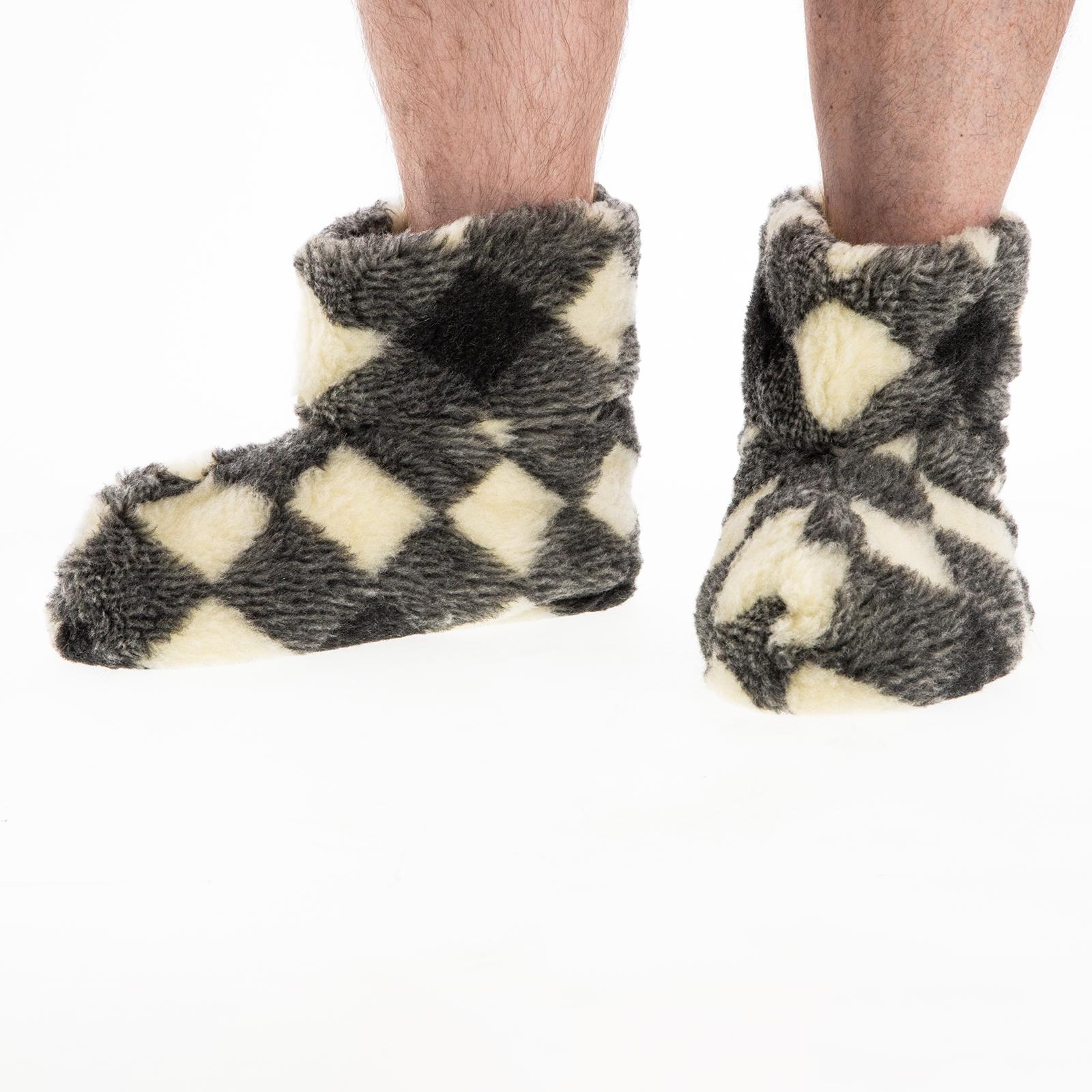 Домашние чуны мужские из шерсти мериносовой овчины в клетку р. 45/46 (29073489)