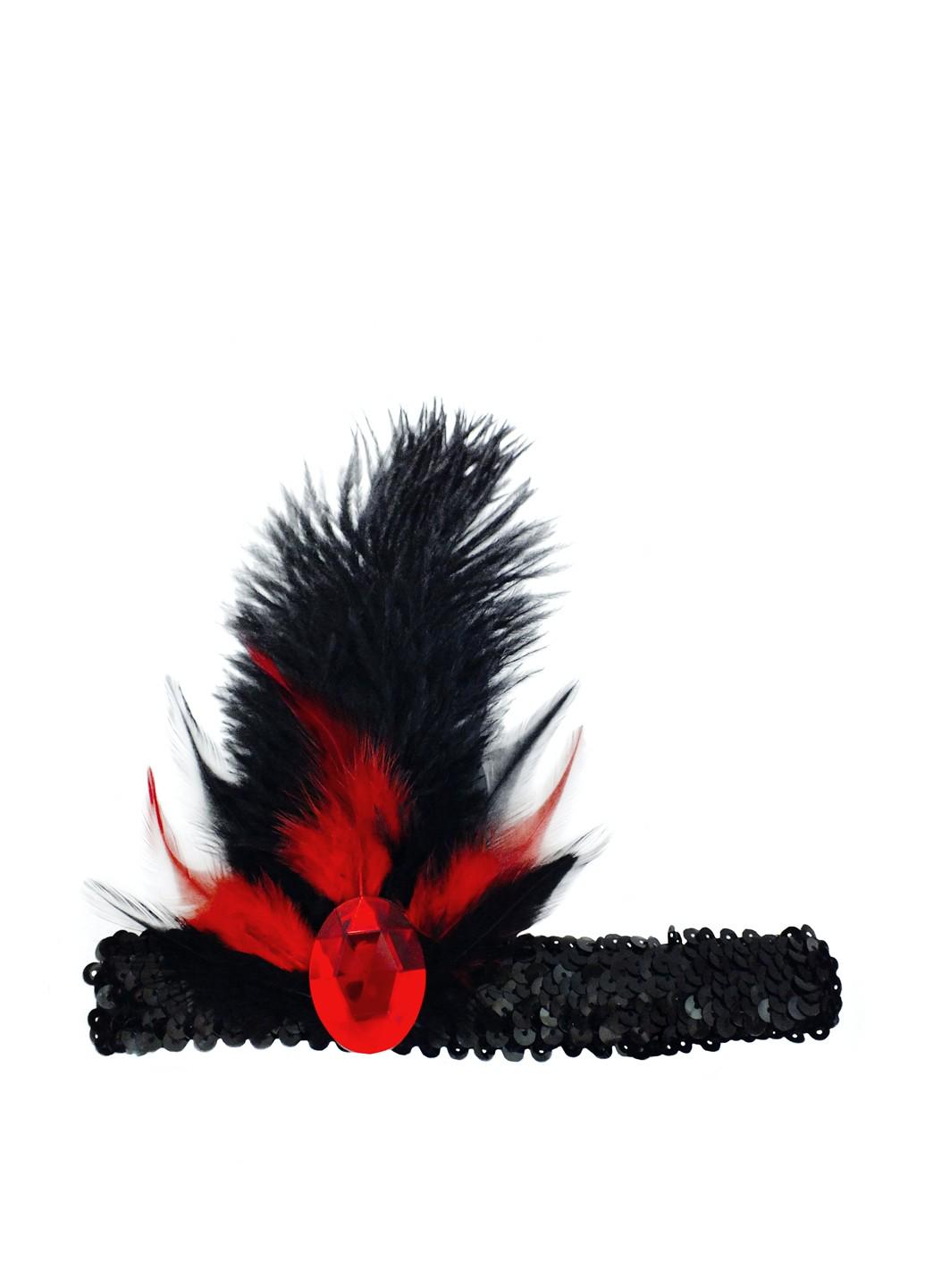 Резинка на голову c пером и камнем (11-356BLK-BLK-RD) Резинка на голову c пером и камнем (11-356BLK-BLK-RD)