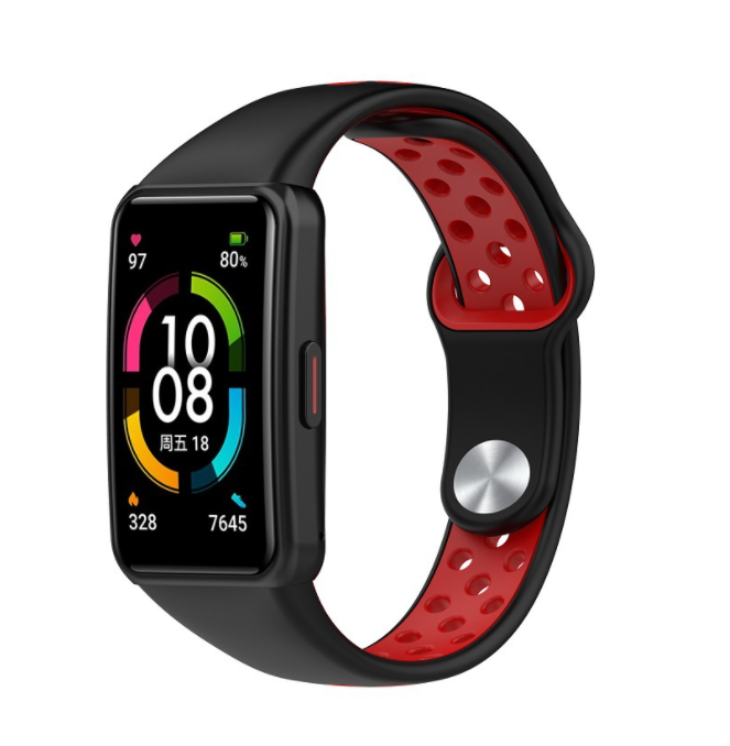Ремінець DK Silicone Sport Band Nike для Honor Band 6 Black/Red (012812)