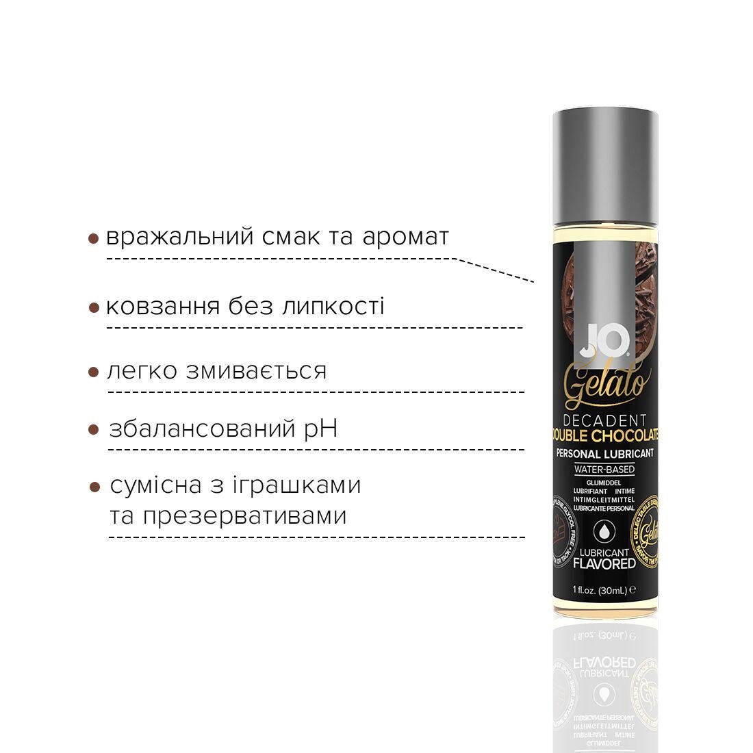 Лубрикант їстівний на водній основі System JO GELATO Подвійний Шоколад 30 мл (SO3504) - фото 3
