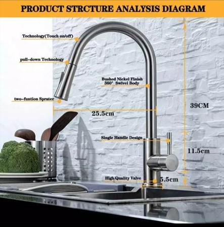 Змішувач сенсорний для кухні з висувною лійкою (10447324) - фото 3 Змішувач сенсорний для кухні з висувною лійкою (10447324) - фото 3