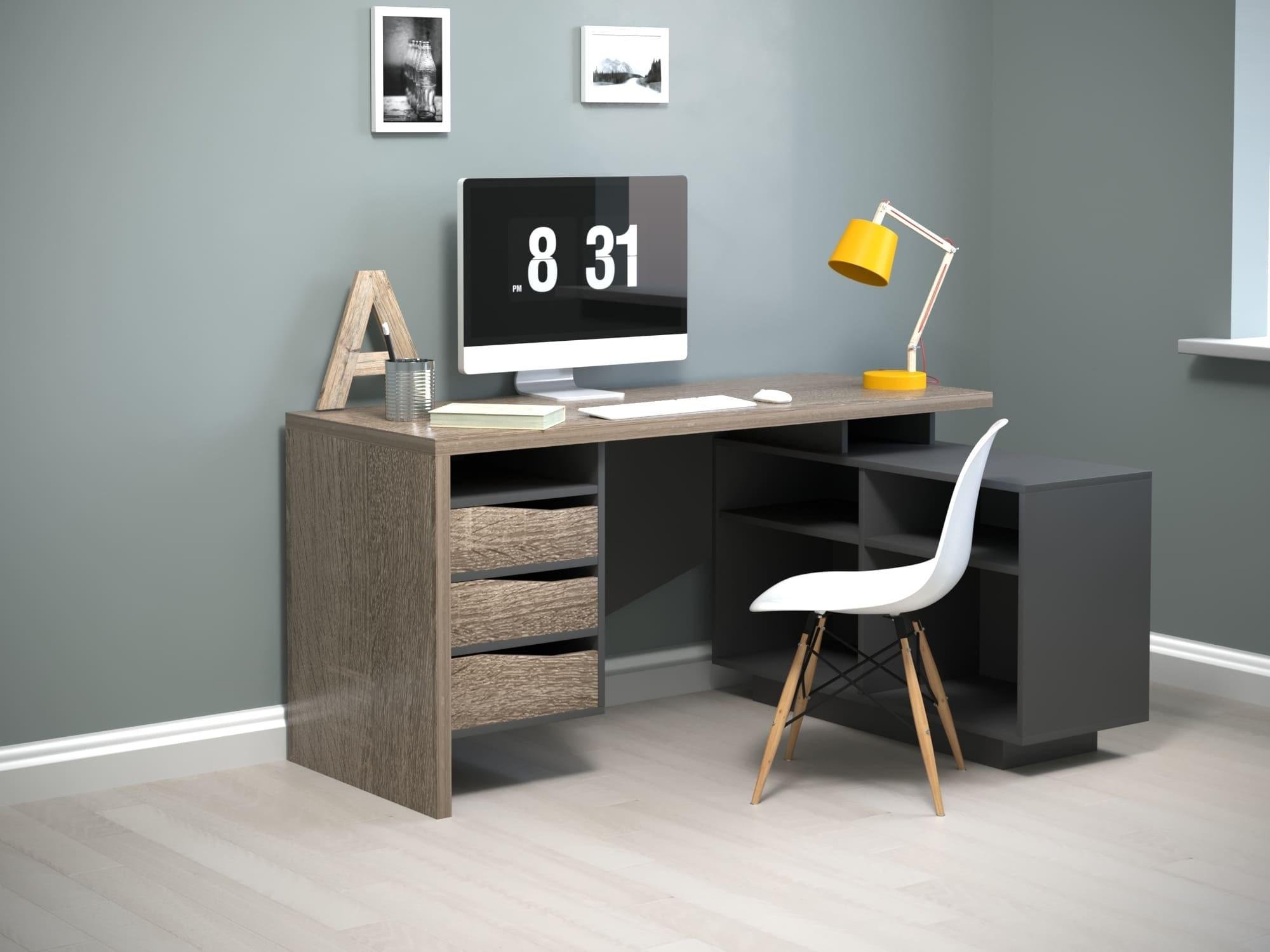 Стол компьютерный кутовий Intarsio Connect 3 157x112x62 см Дуб сонома трюфель/Антрацит - фото 3 Стол компьютерный кутовий Intarsio Connect 3 157x112x62 см Дуб сонома трюфель/Антрацит - фото 3