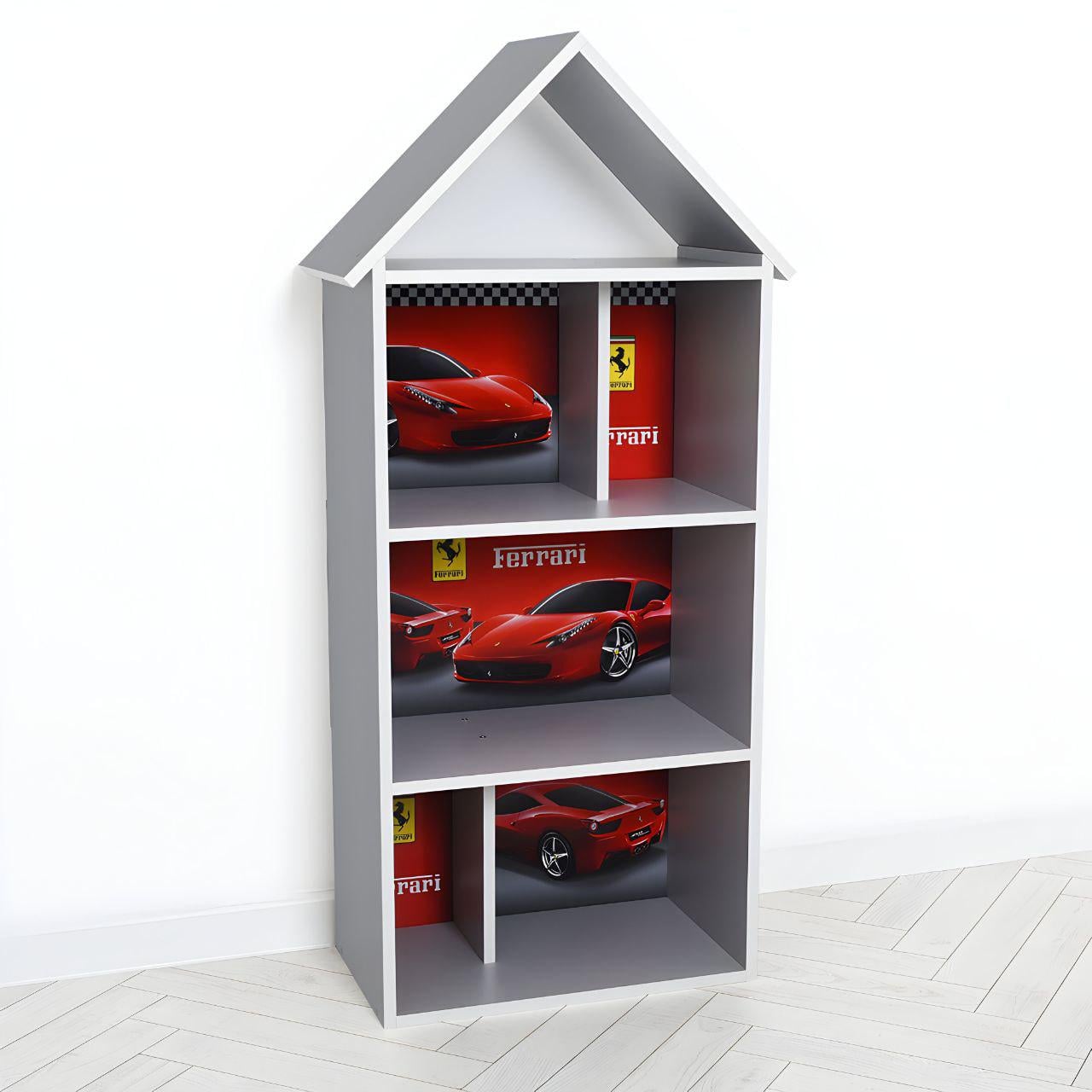 Детский домик-полка H 2020-18-3 Ferrari для хранения книг и игрушек Серый (23819974)