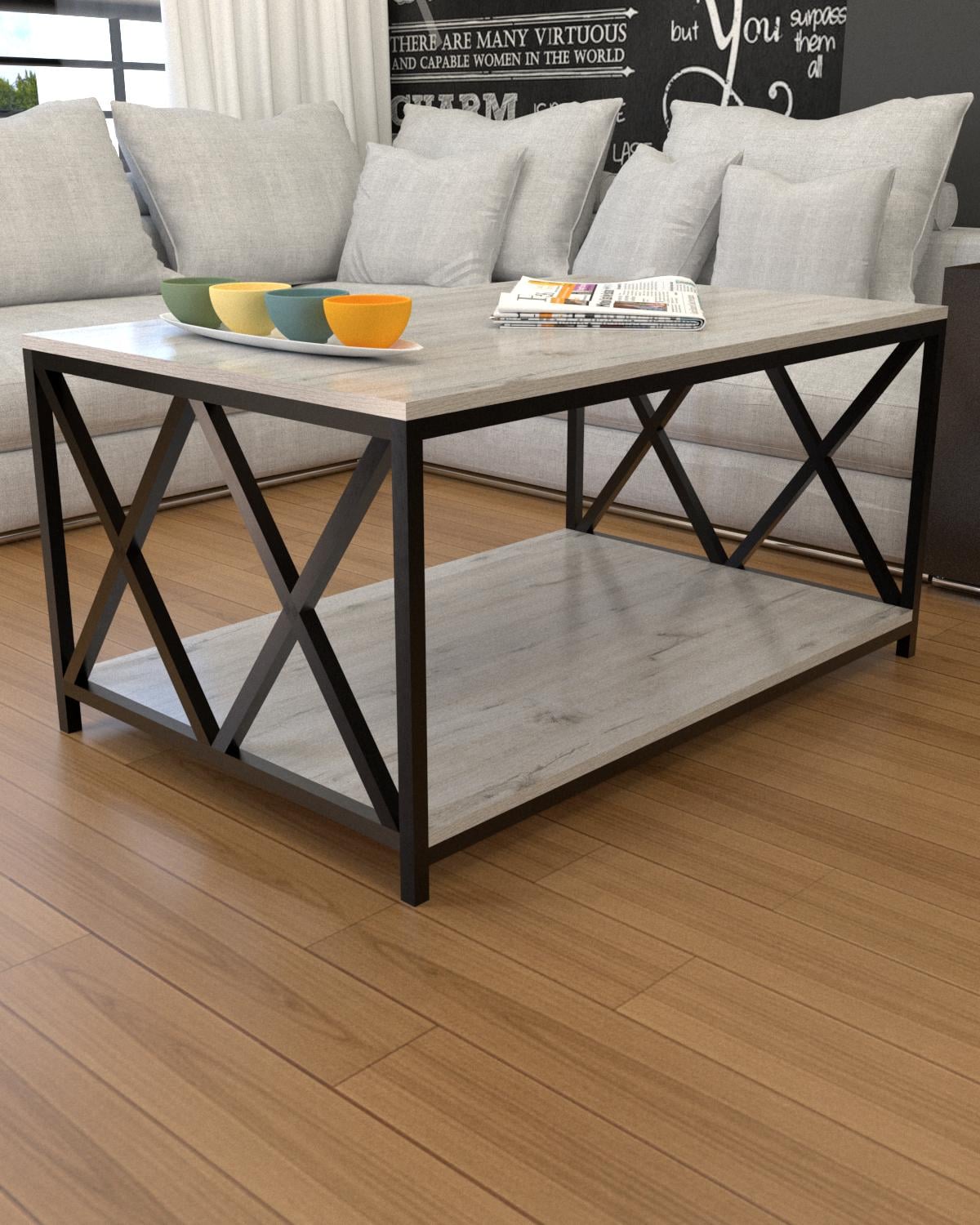 Журнальный столик EcoLoft Рендор DSP-1300-2 в стиле лофт Дуб Кортона (30850352)