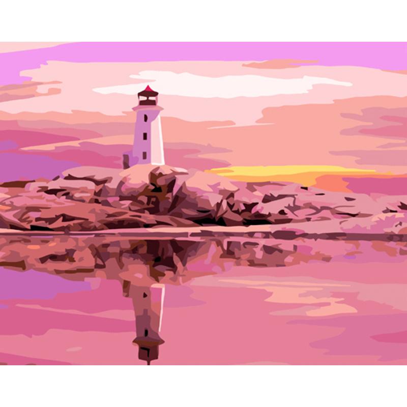 Картина по номерам Strateg Премиум Маяк на закате 40x50 см (GS830)