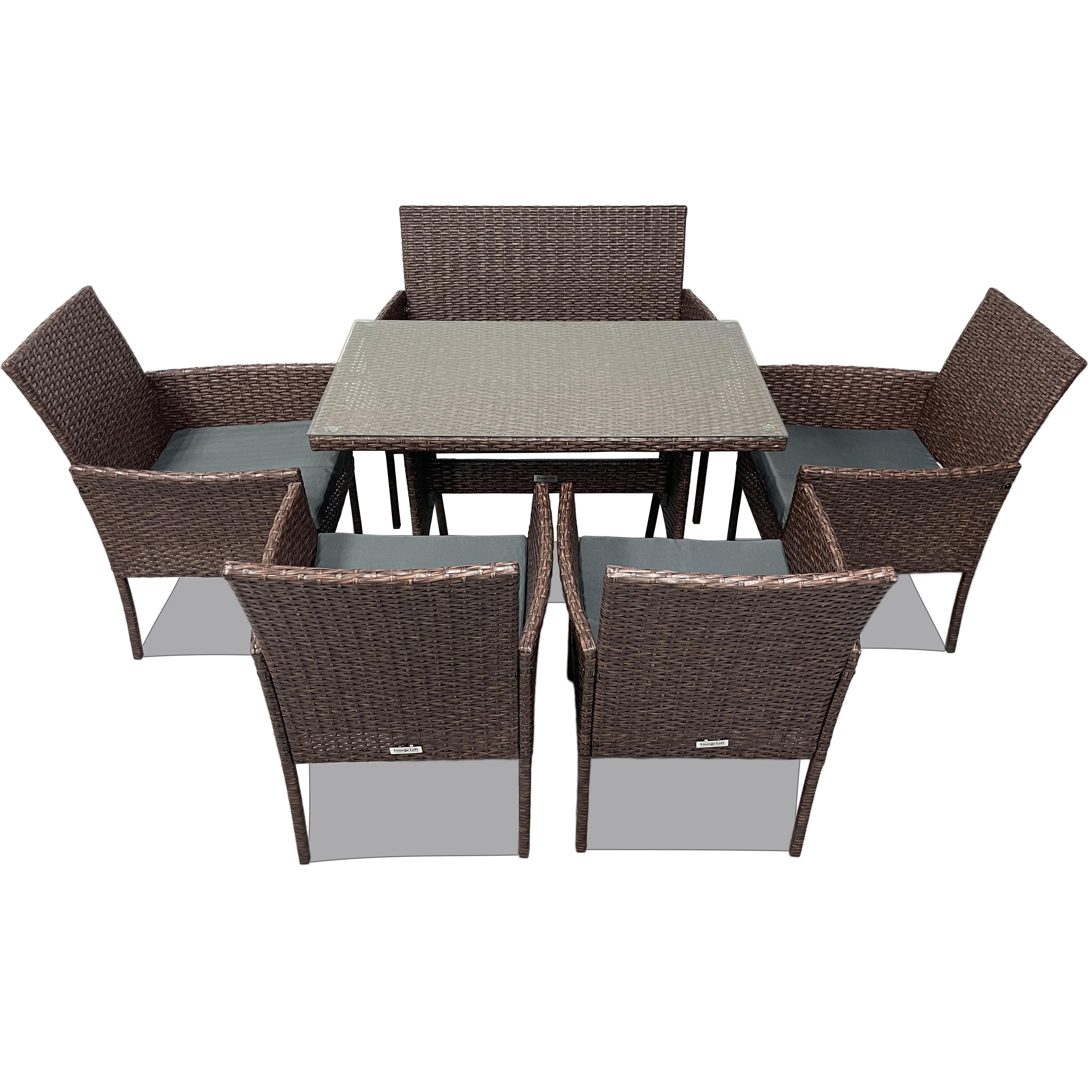 Набор садовой мебели Lounge Loft Обеденный из ротанга Темно-коричневый (108 Brown)