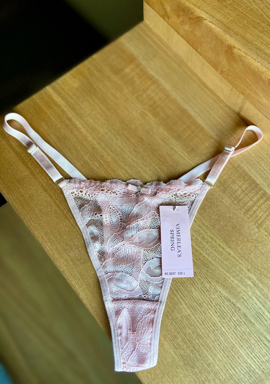 Трусы стринги из кружева на средней посадке с регулируемыми лямками M (Q8307-6)