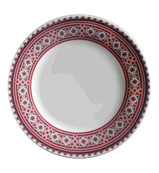 Набор мелких блюд с вышиванкой 6 шт. 20,5 см Красный с черным