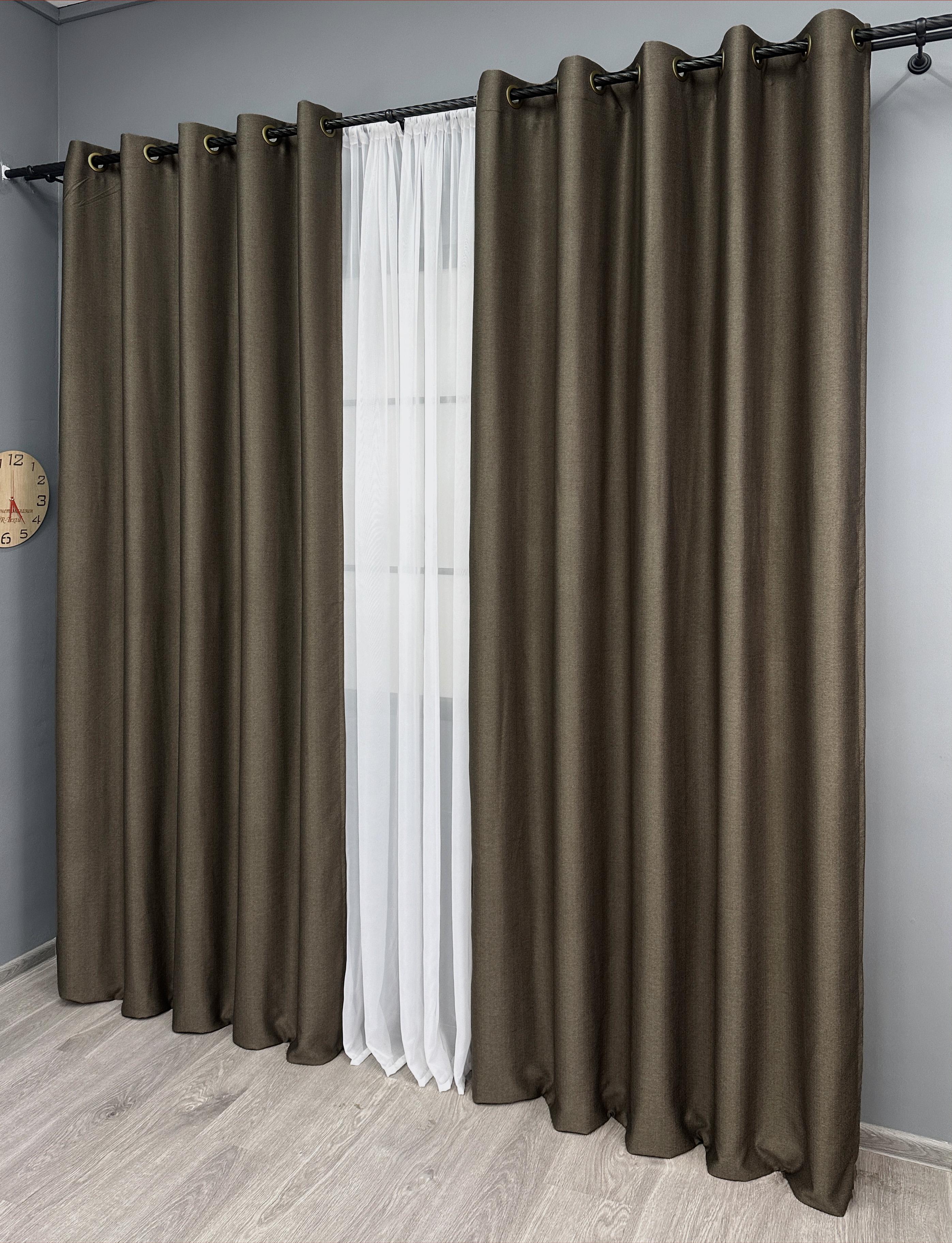 Комплект штор на люверсах VR-Textil Шенилл однотонный № 1591ш 150х250 см 2 шт. Кофейный (37-0249) - фото 4 Комплект штор на люверсах VR-Textil Шенилл однотонный № 1591ш 150х250 см 2 шт. Кофейный (37-0249) - фото 4