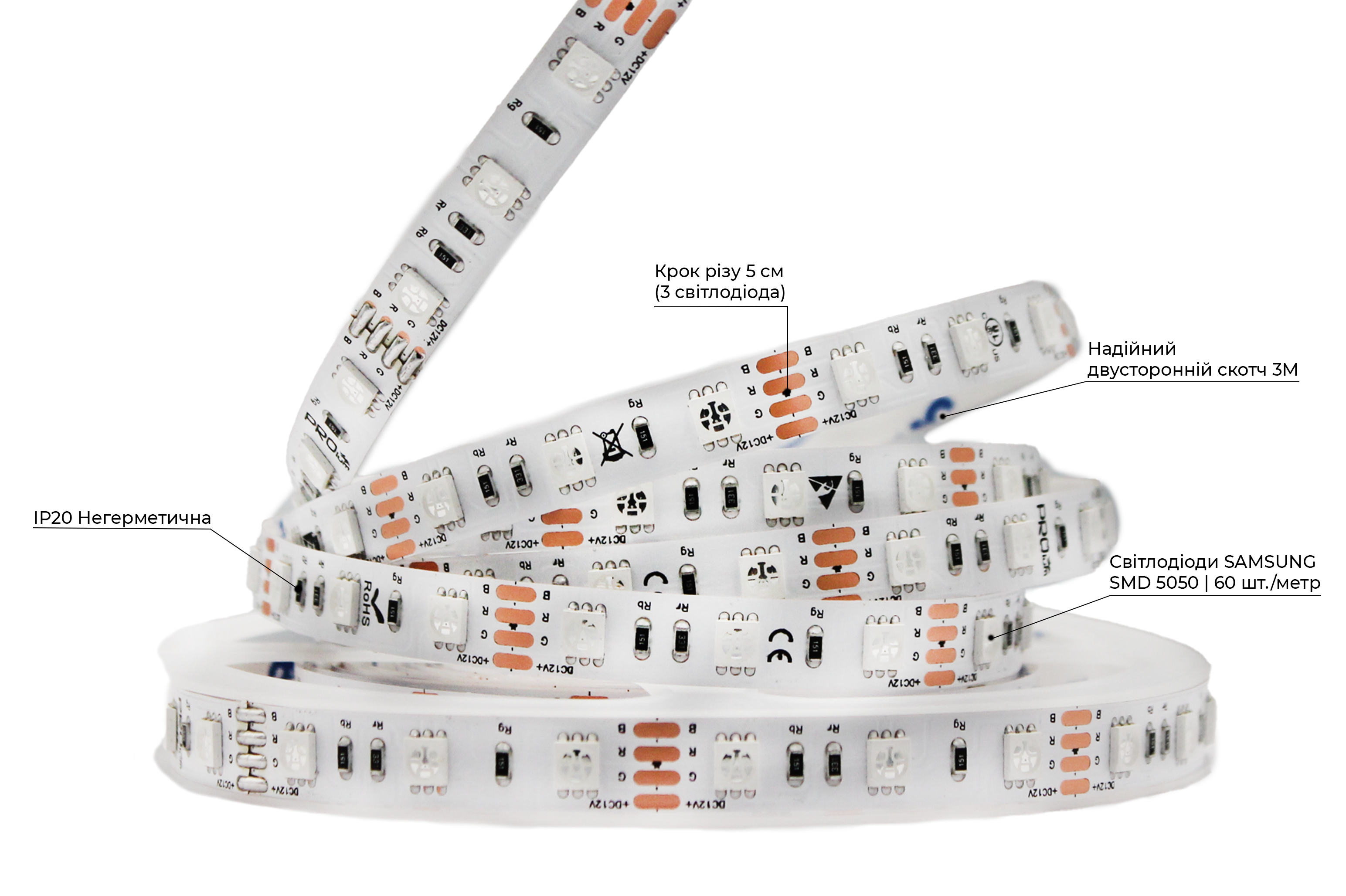 Светодиодная лента Prolum 5050/60 IP20 Series-SG RGB 12V Разноцветный (28522794) - фото 2 Светодиодная лента Prolum 5050/60 IP20 Series-SG RGB 12V Разноцветный (28522794) - фото 2