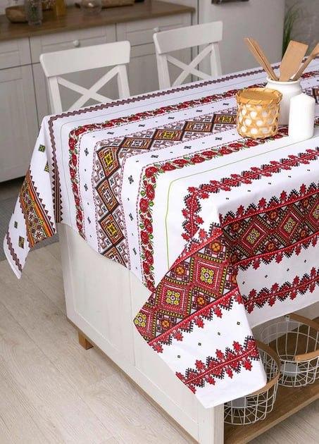 Скатерть для кухни Вышиванки из льна 150x180 см (Е05015В-2)
