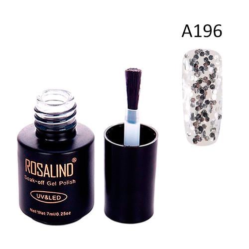 Гель-лак для ногтей маникюра Rosalind 7 мл прозрачный для UV LED А196 Large glitter (439091)