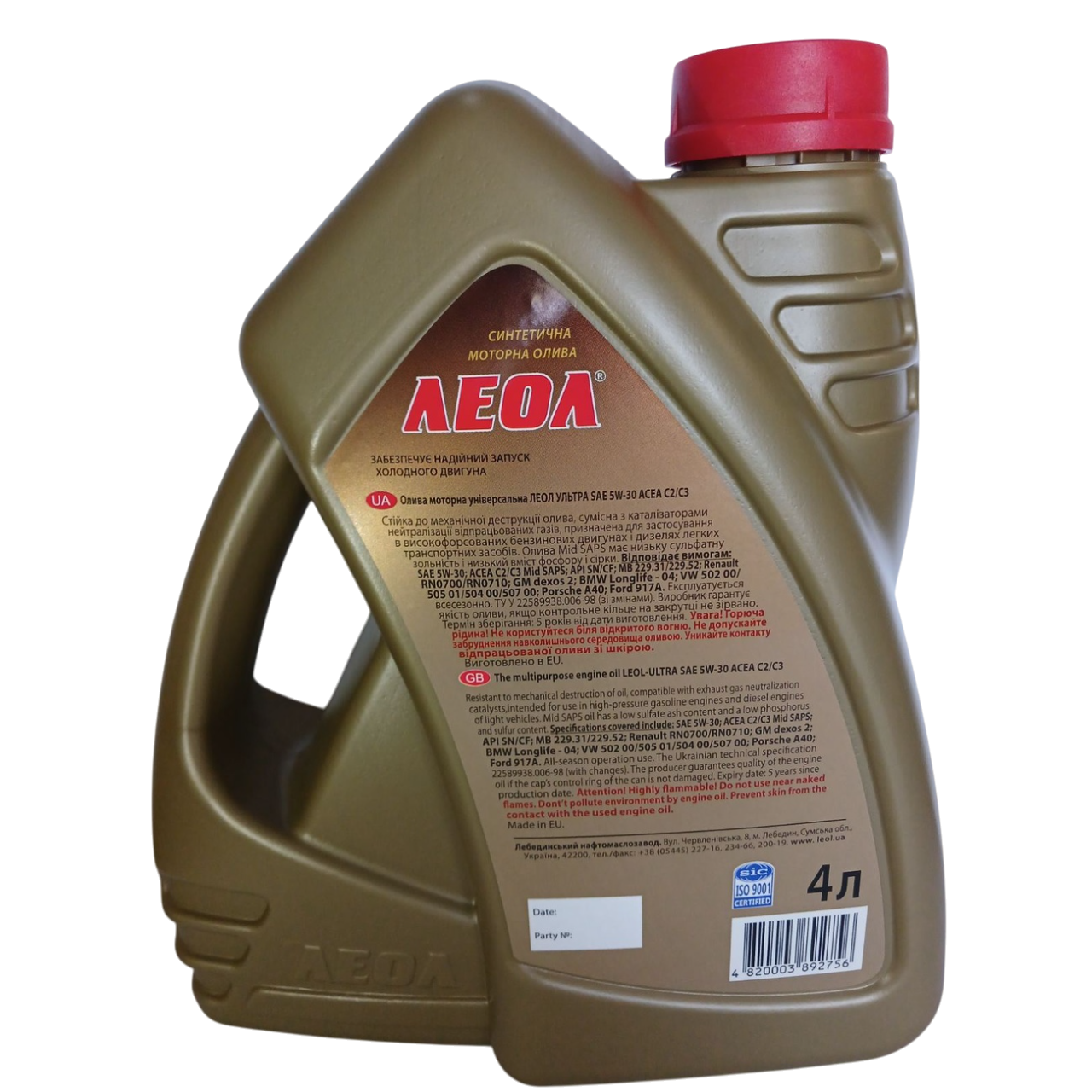 Моторне мастило Леол Ультра 5W-30 С2 С3 SN/CF 4 л (2628250080) - фото 2