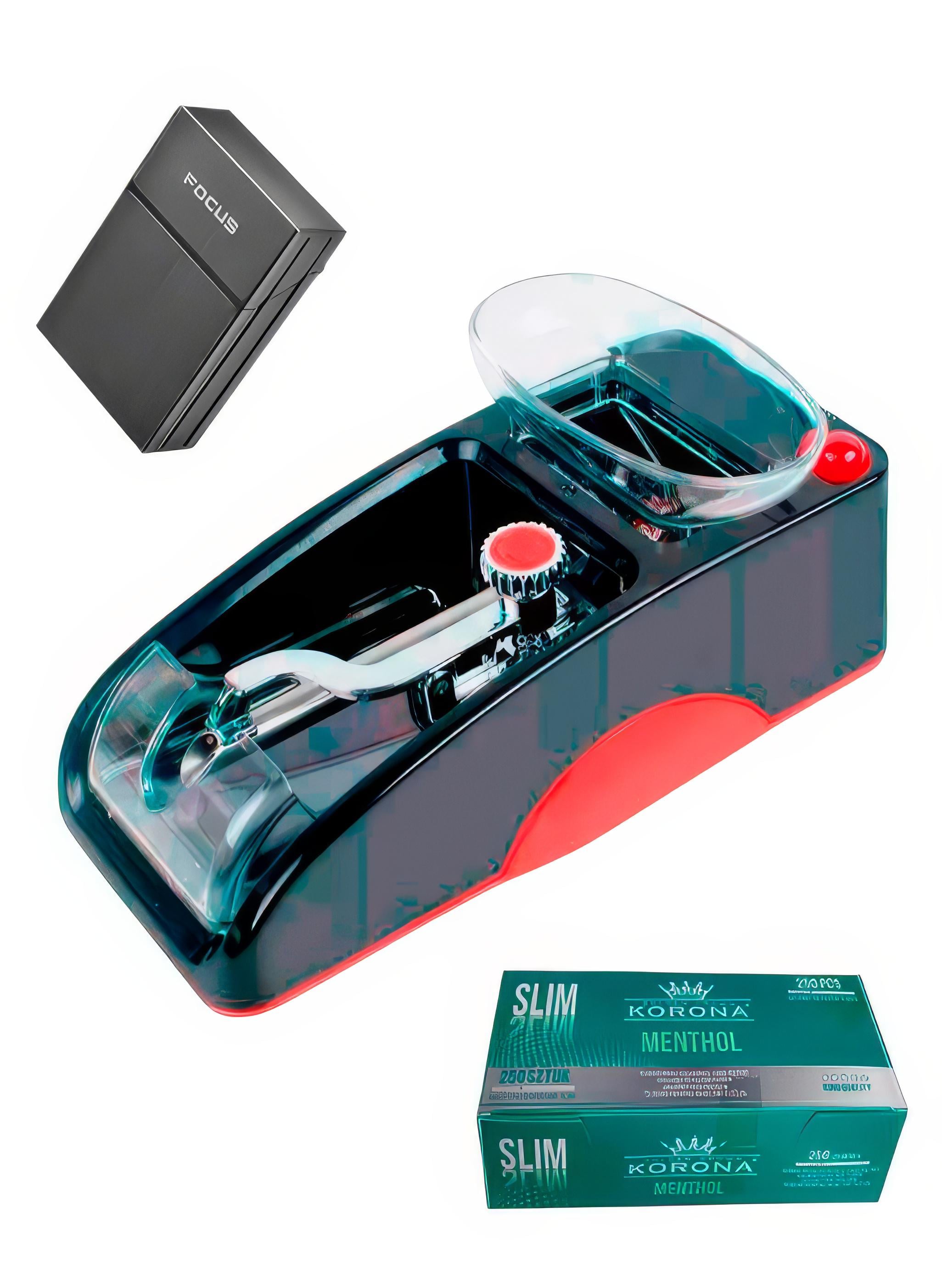 Машинка для сигарет Slim Gerui 005 для гильз 6,5мм/портсигар и гильзы Korona Slim с ментолом 6,5мм 250 шт. Красный (25624210)