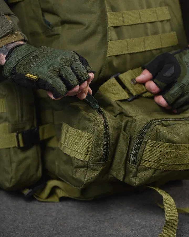 Рюкзак похідний/військовий з підсумками на 50 л 4в1 з системою Molle Olive (1004-olive) - фото 3 Рюкзак похідний/військовий з підсумками на 50 л 4в1 з системою Molle Olive (1004-olive) - фото 3